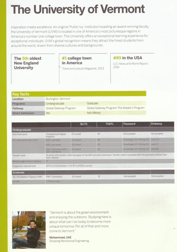 University of Vermont Global Gateway Program Overview